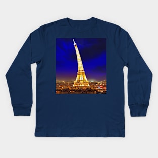 Bent Eiffel Tower Kids Long Sleeve T-Shirt